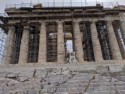 The Parthenon is covered in scaffolding